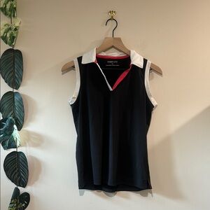 Maggie‎ Lane Black Golf Polo Size Small- White Pink Trim- Sleeveless Tank Top